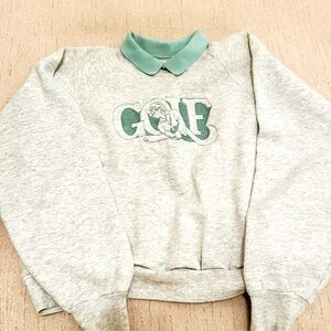 Vintage gray kids L / womens XS Golf sweatshirt with collar